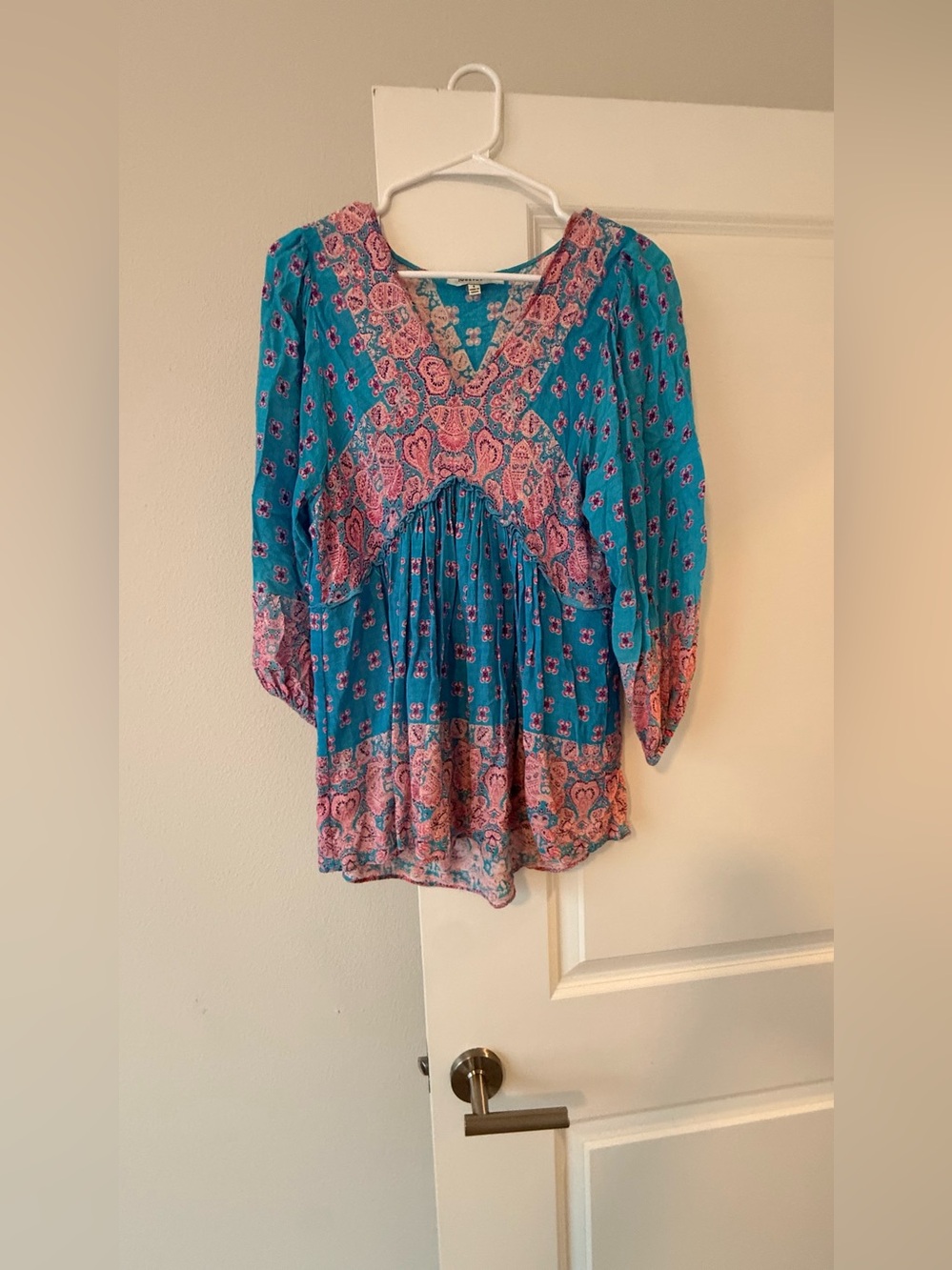 Rose & Olive Teal and Pink Paisley Boho Tunic